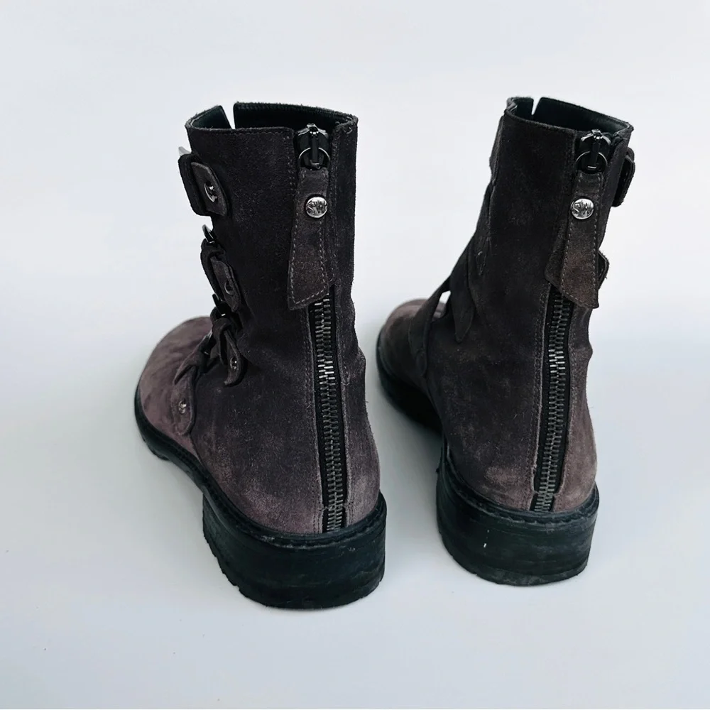Stuart Weitzman Black and Grey Suede Leather Boots, US 7 - Picture 4 of 7
